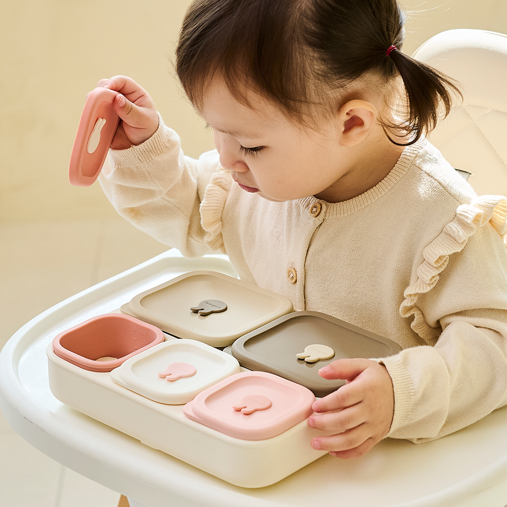 아띠래빗 아기 흡착식판 모듈형 실리콘 식판 유아 토핑이유식 소분 보관용기