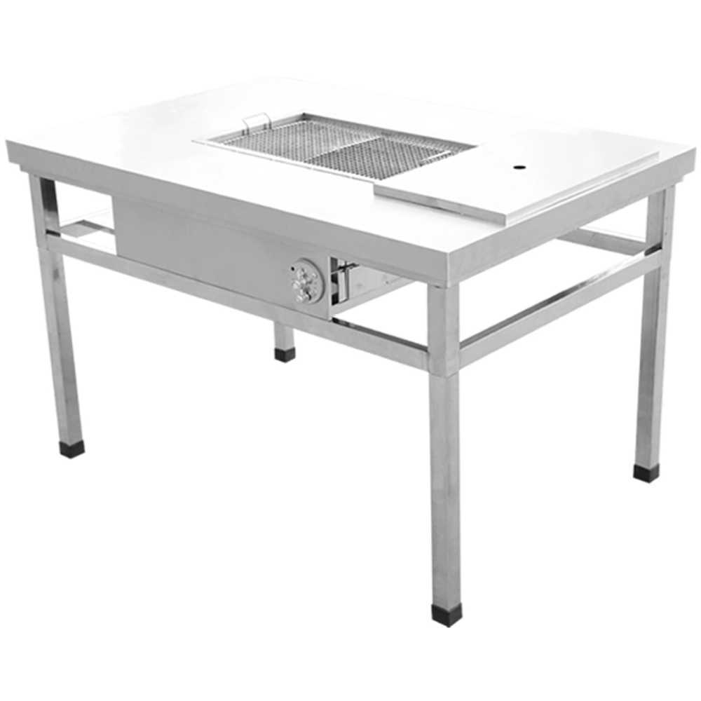 업소용 불판 테이블 화로 식당 사각 숯불 구이 삼겹살 80x80x75cm 50x30cm - 상품 이미지