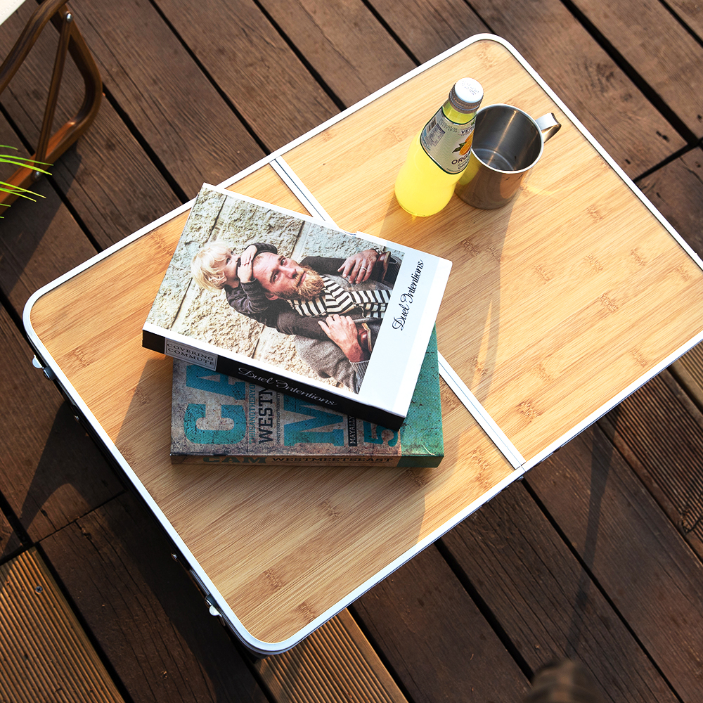 로티캠프 휴대용 원액션 접이식 피크닉 경량 좌식 미니 캠핑 테이블 우드