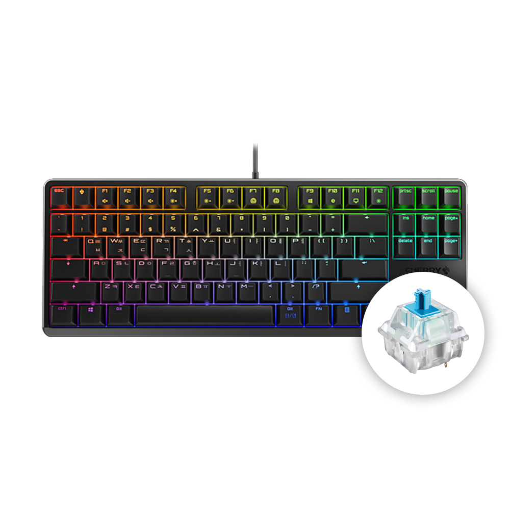 체리 키보드 G80 3000S RGB TKL 기계식 유선 게이밍 키보드 블랙, 청축 - 메인 이미지