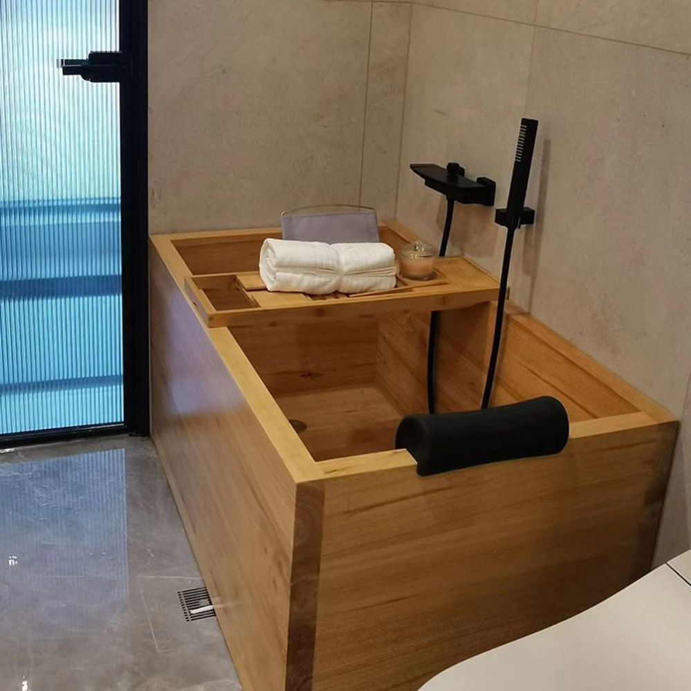 나무욕조 반신욕기 자쿠지 편백나무 가정용사우나 사각 1인용 원목 히노끼 목욕통 - 상세 이미지 5