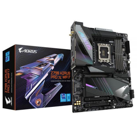 [해외]Gigabyte Z790 AORUS PRO X WIFI7 마더보드 - 인텔 코어 14세대 CPU, 18+1+2 페이즈 VRM, 최대 8266MHz DDR5(OC), PCIe