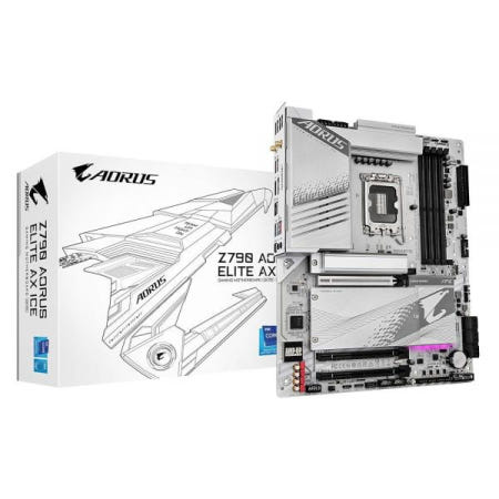 [해외]GIGABYTE Z790 AORUS Elite AX ICE Intel LGA 1700 ATX Motherboard, 4X DDR5~192GB, 3X PCI-E x16, 4X