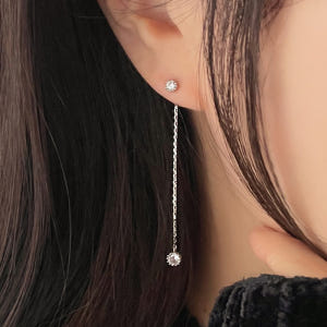 [무배/은침] 더블 큐빅 롱 체인 투웨이 드롭 귀걸이 솔직 후기 | 실사용자 리뷰 분석 - 상품 이미지 1