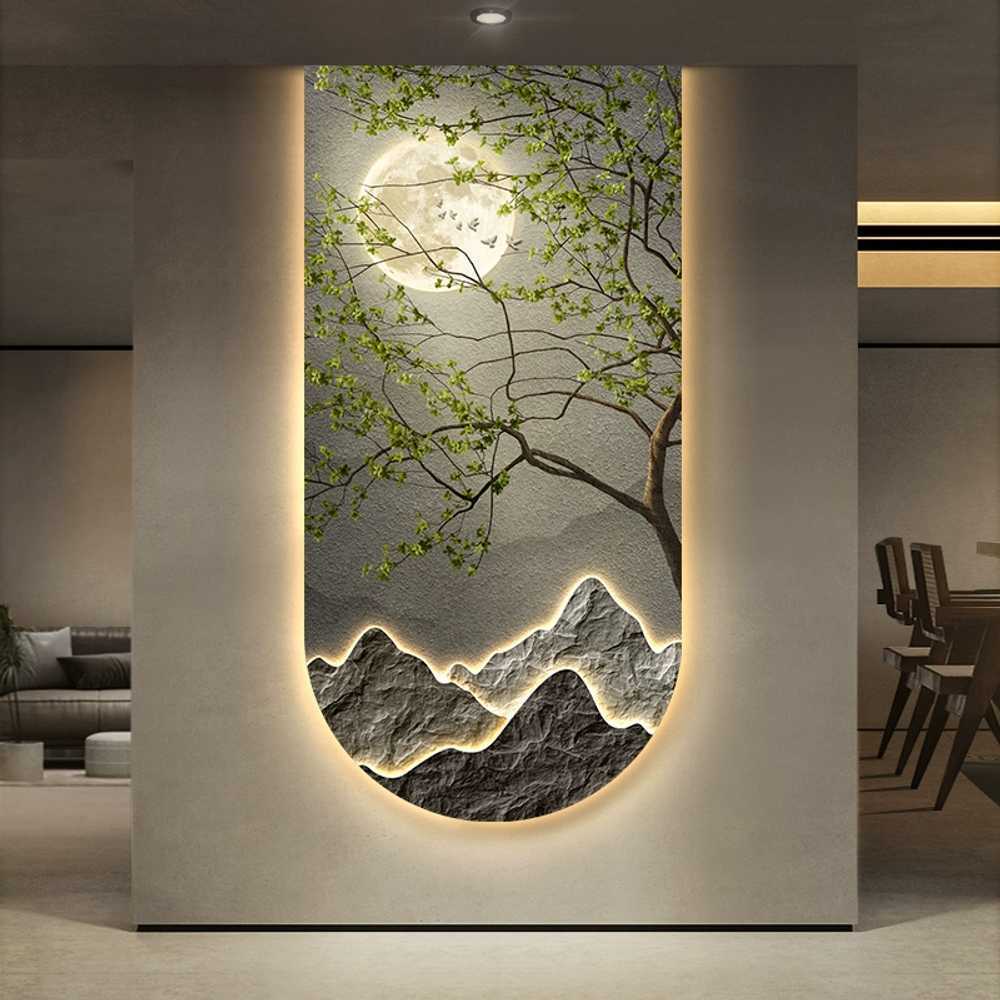 LED 액자 풍경 그림 로비 카페 라이트 현관 벽화 달빛 70x140CM - 상세 이미지 3