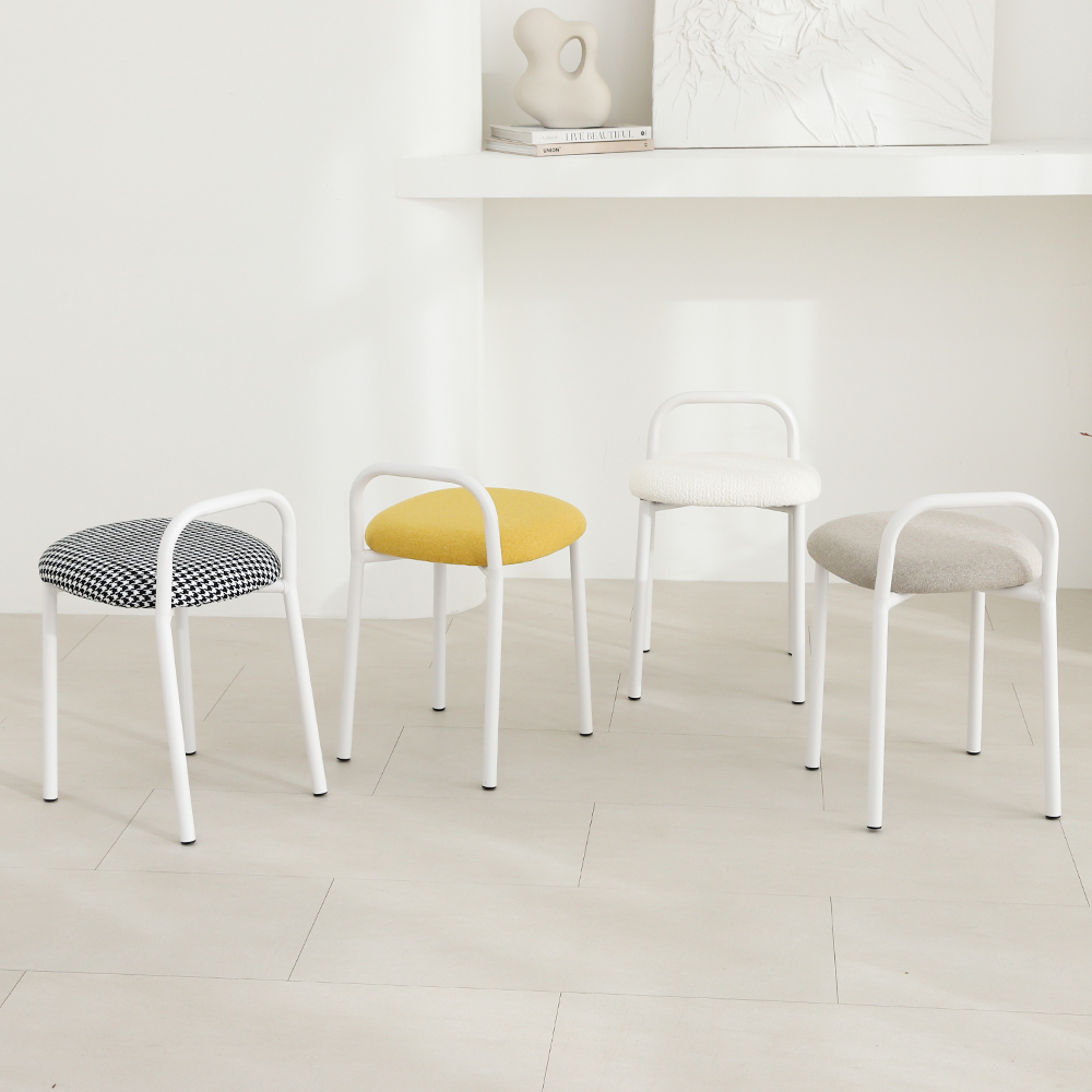 켈린 화장대의자 인테리어 원형 사각 스툴 의자 패브릭