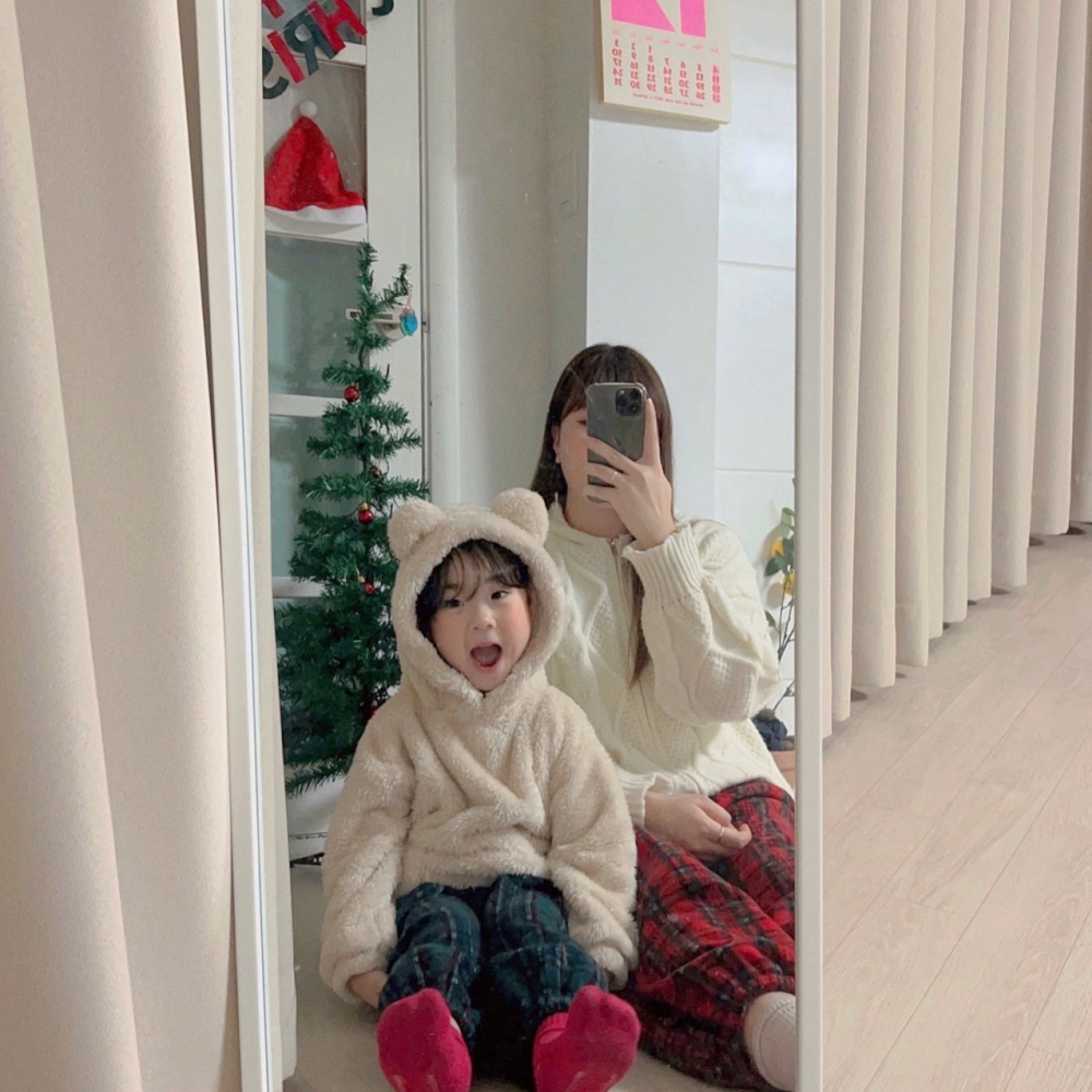아기랑커플룩 크리스마스 모녀 커플룩 의상 패밀리 극세사 수면 잠옷 편한 바지 파자마 - 상세 이미지 3