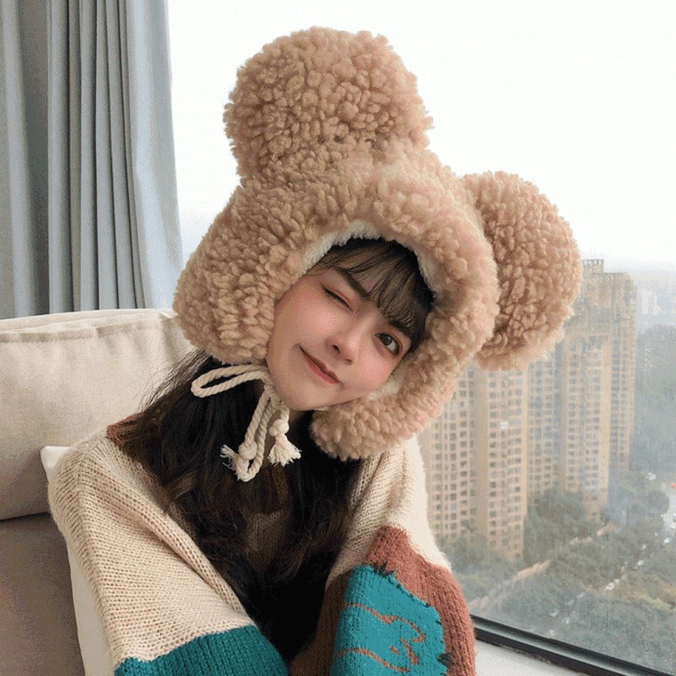 바라클라바 주식회사비케이 해피데이 양털모자 : 쑥두