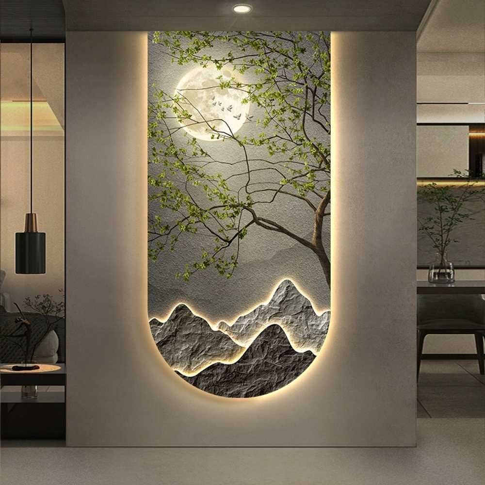 LED 액자 풍경 그림 로비 카페 라이트 현관 벽화 달빛 70x140CM - 상세 이미지 2