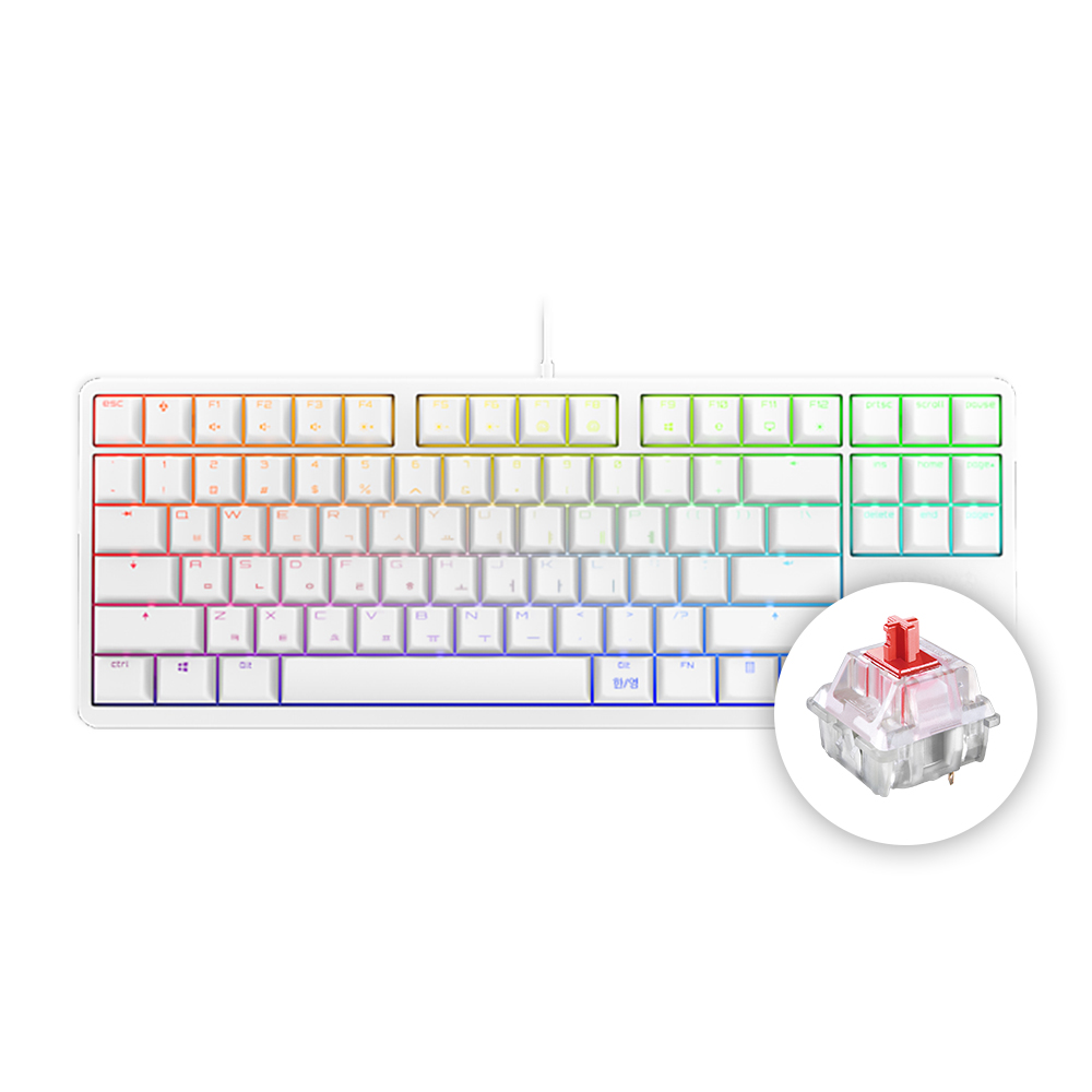체리 키보드 G80 3000S RGB TKL 기계식 유선 게이밍 키보드 화이트, 적축 - 메인 이미지