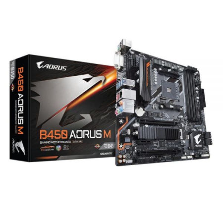 [해외]GIGABYTE 어로스 M 마더보드 AMD 라이젠 AM4 마이크로 ATX M.2 써멀 가이드 HDMI DVI USB 3.1 Gen 2 DDR4 (B450)
