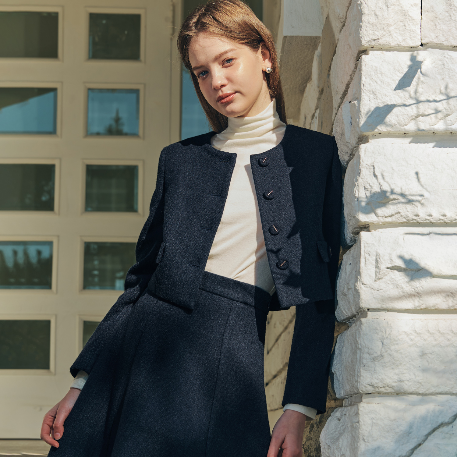 [제로스트릿][2컬러] [세트] 솔리드 트위드 자켓 & 스커트 [SET-UP] SOLID TWEED JACKET & SKIRT 이미지 3
