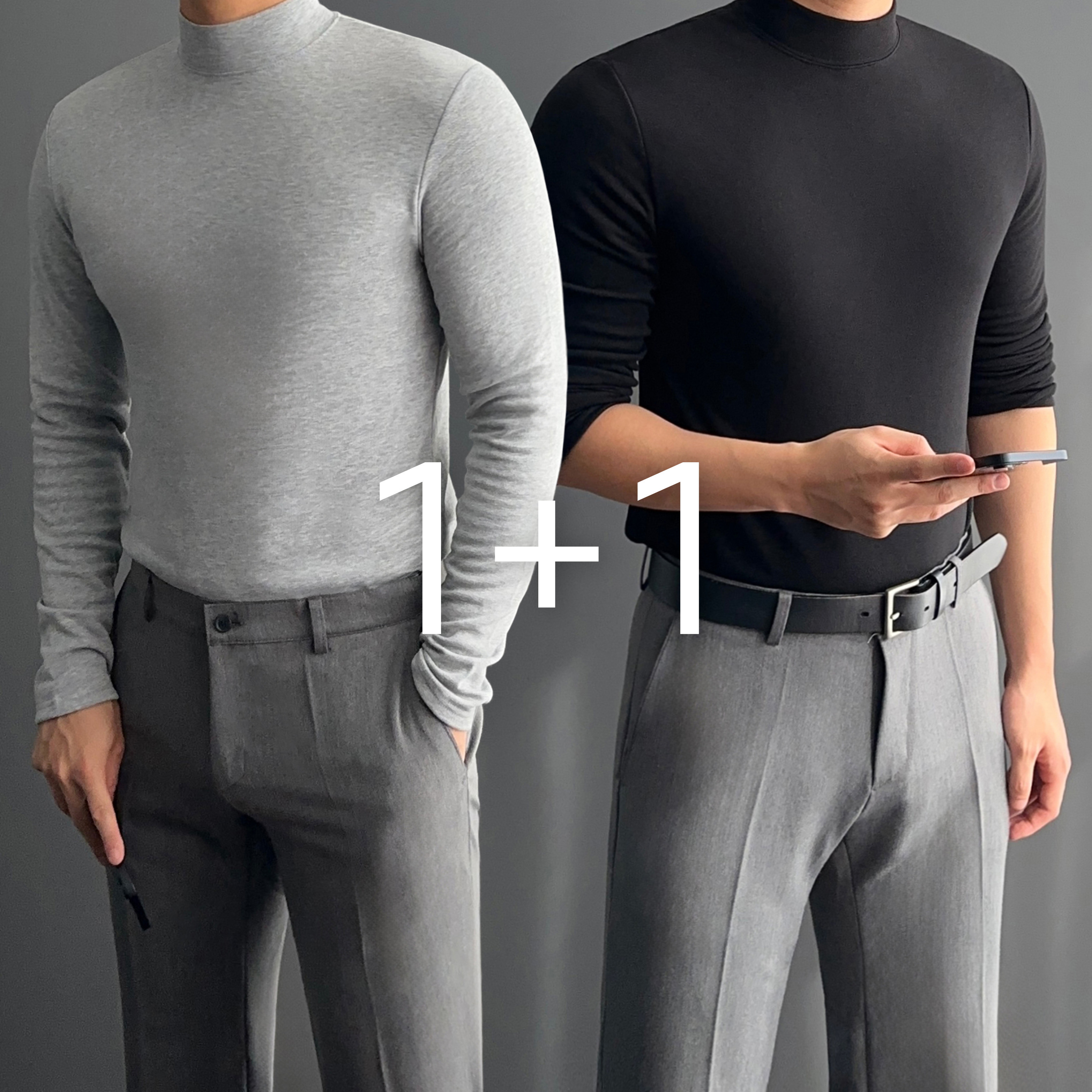 1+1 남자반목폴라 남자반폴라 반터틀넥 - 상품 이미지