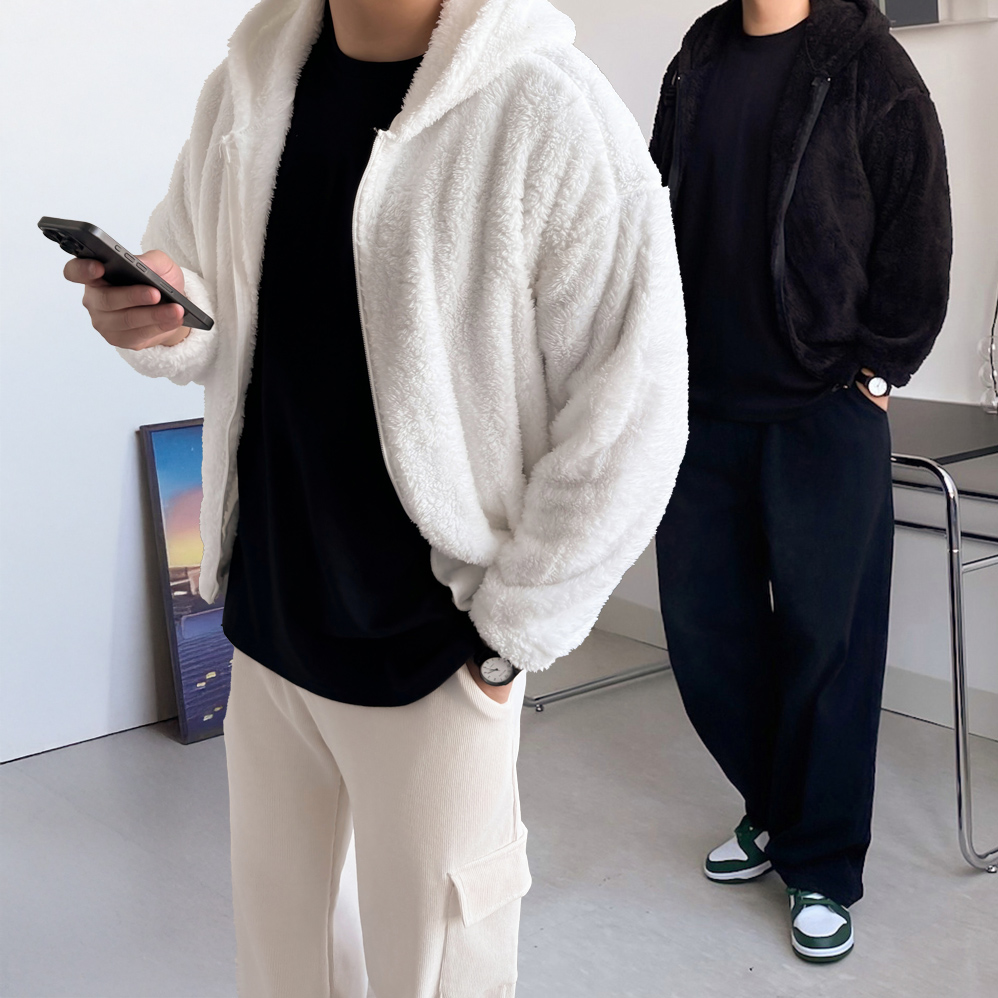 보아털 폴라폴리스 남자후리스집업 커플후리스 - 상세 이미지 2