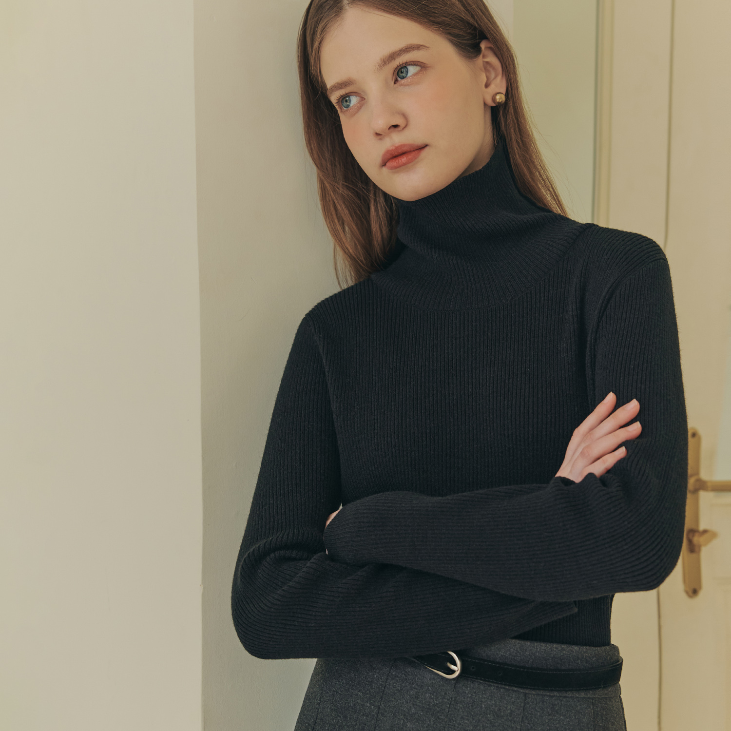 [제로스트릿][3컬러] 골지 터틀넥 니트 BASIC TURTLENECK KNIT - 상세 이미지 3