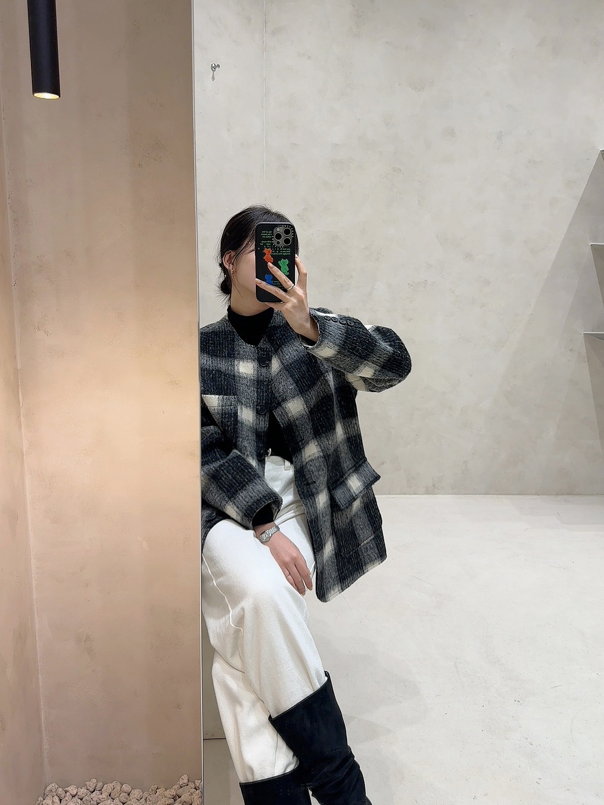 [무료배송] 노카라 체크 울 자켓 상세 이미지 11