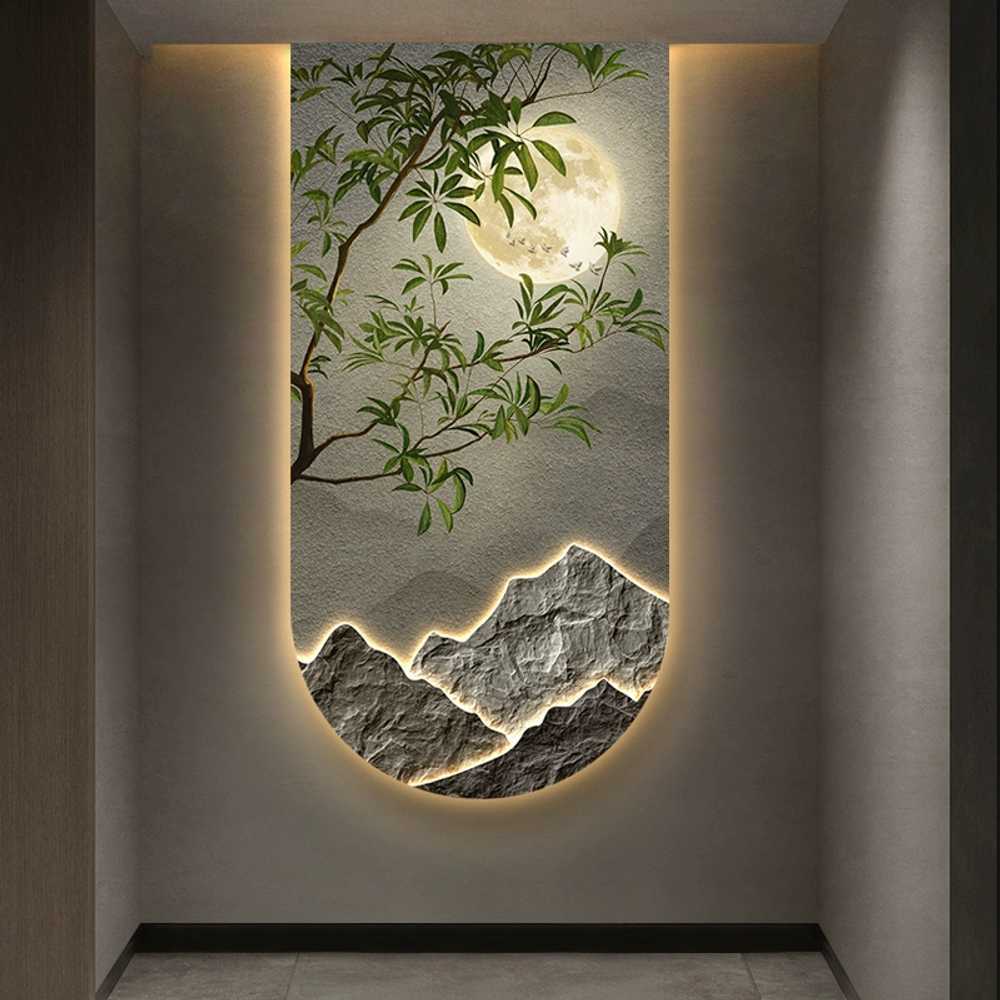LED 액자 풍경 그림 로비 카페 라이트 현관 벽화 달빛 70x140CM - 상세 이미지 4