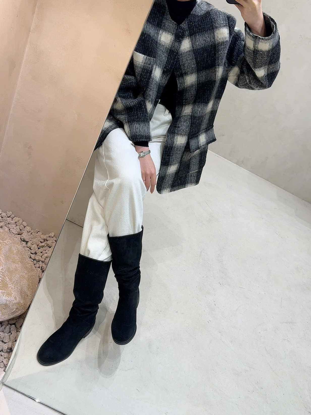 [무료배송] 노카라 체크 울 자켓 상세 이미지 10
