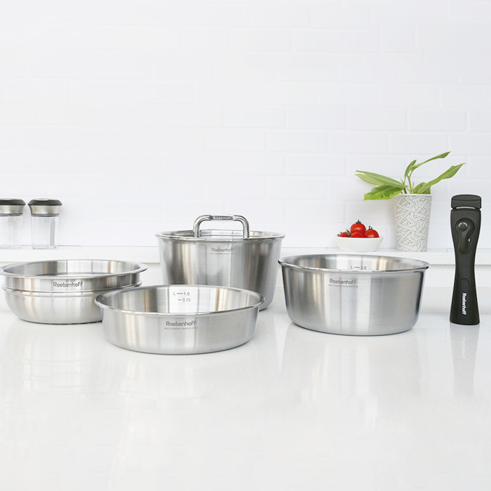 316Ti 통5중스텐 레벤호프 굿 핸즈프리 인덕션 5종 세트 (20L+20M+20H+20스티머+멀티 손잡이)