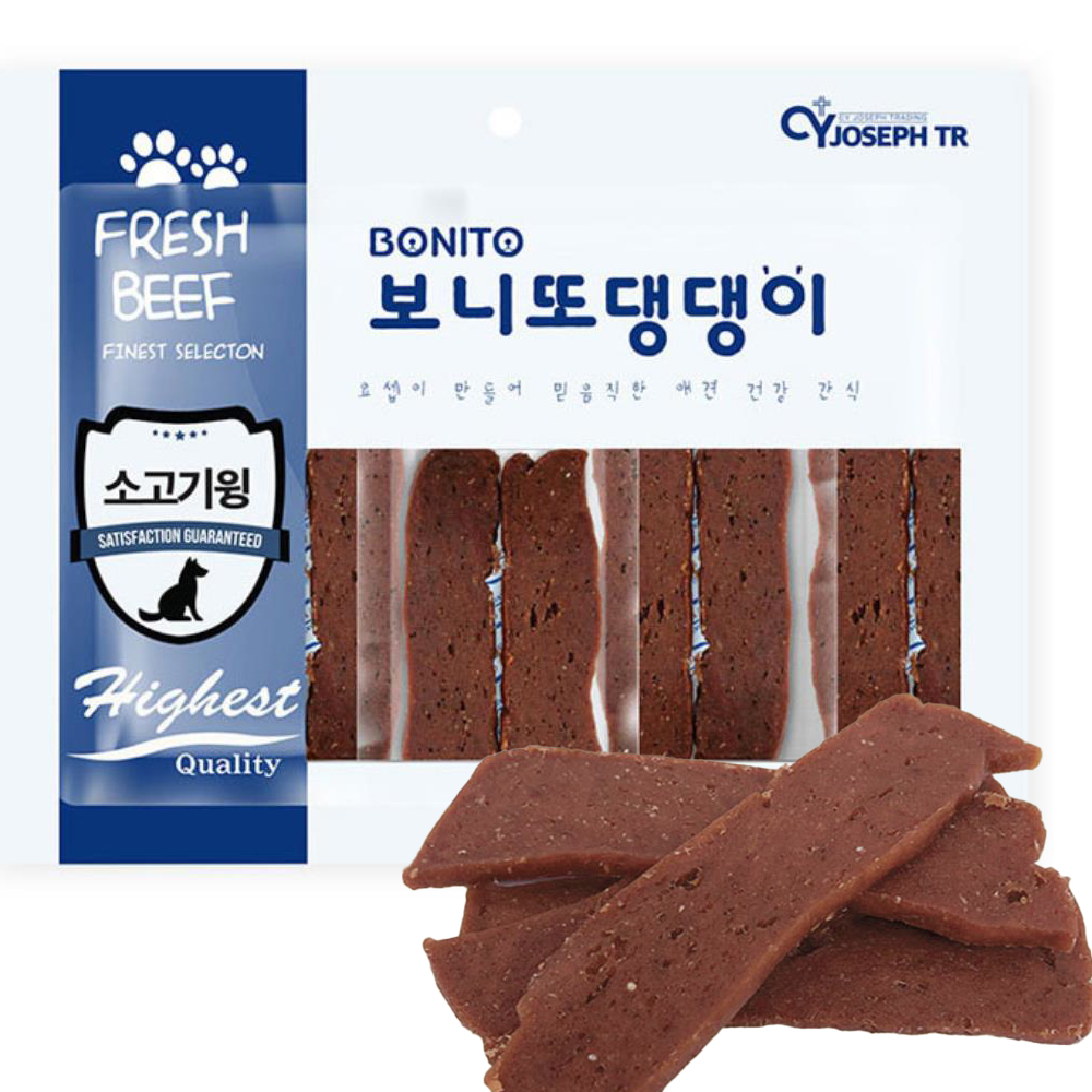 반려견용 소고기함유 슬라이스형 육포간식 3개 건강식 : 팀 레오