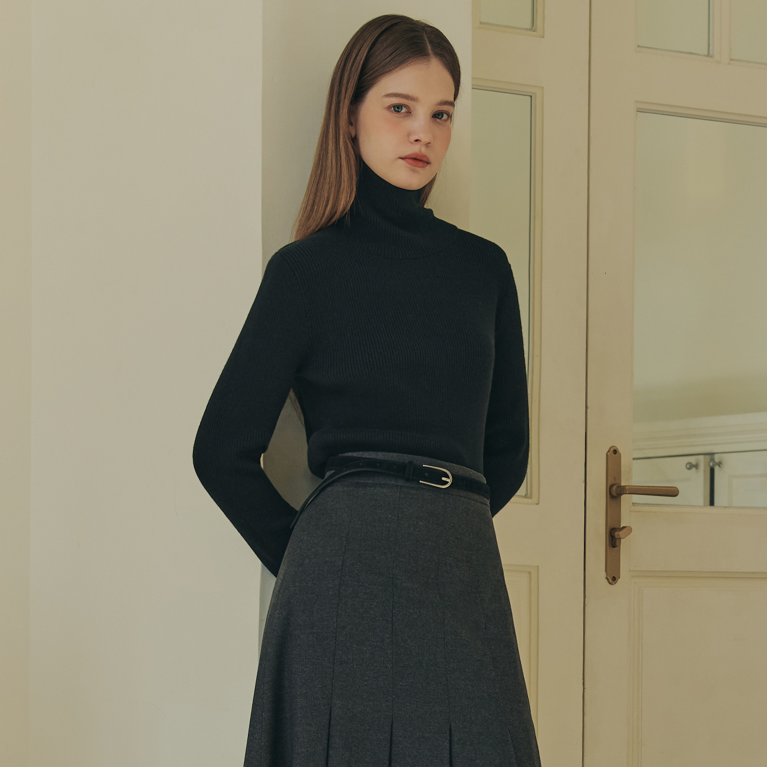 [제로스트릿][3컬러] 골지 터틀넥 니트 BASIC TURTLENECK KNIT - 상세 이미지 4