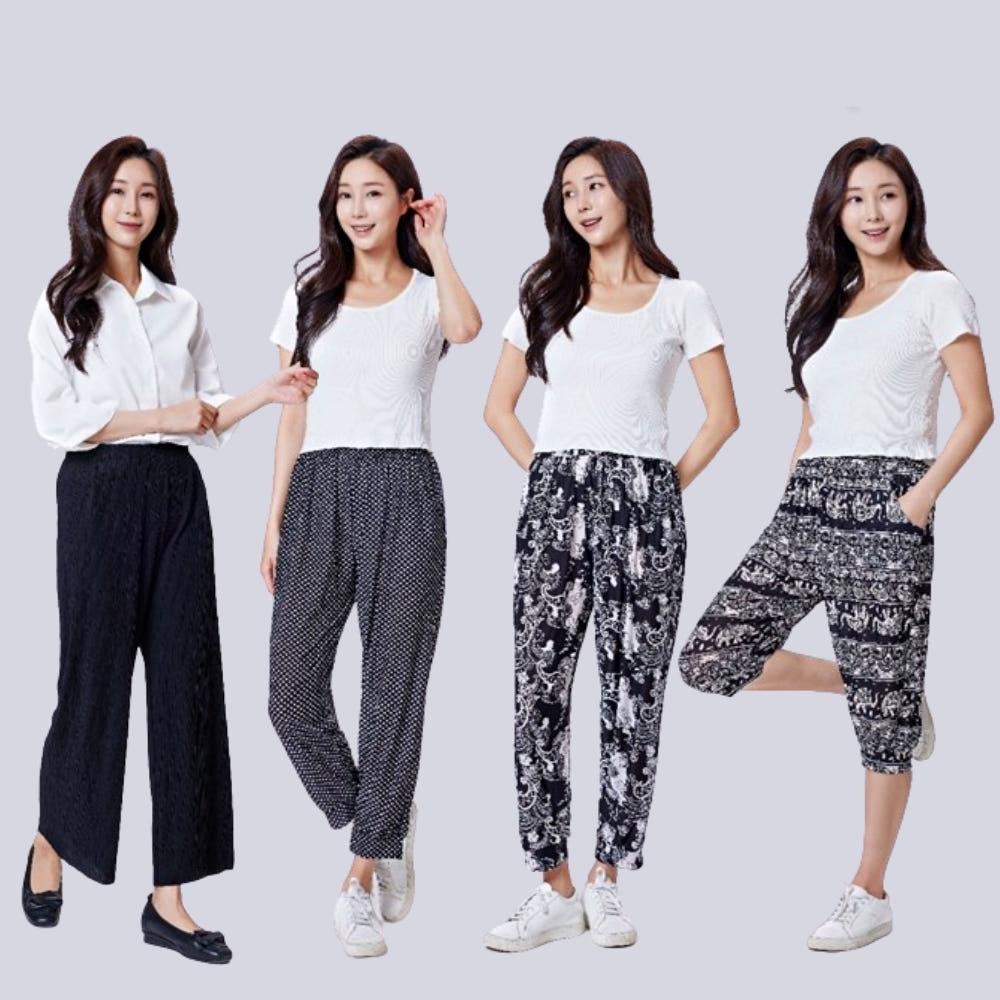 BNS 패션 쿨 플리츠 팬츠 4종 1세트 여성바지 7부 9부 쿨링 냉장고바지