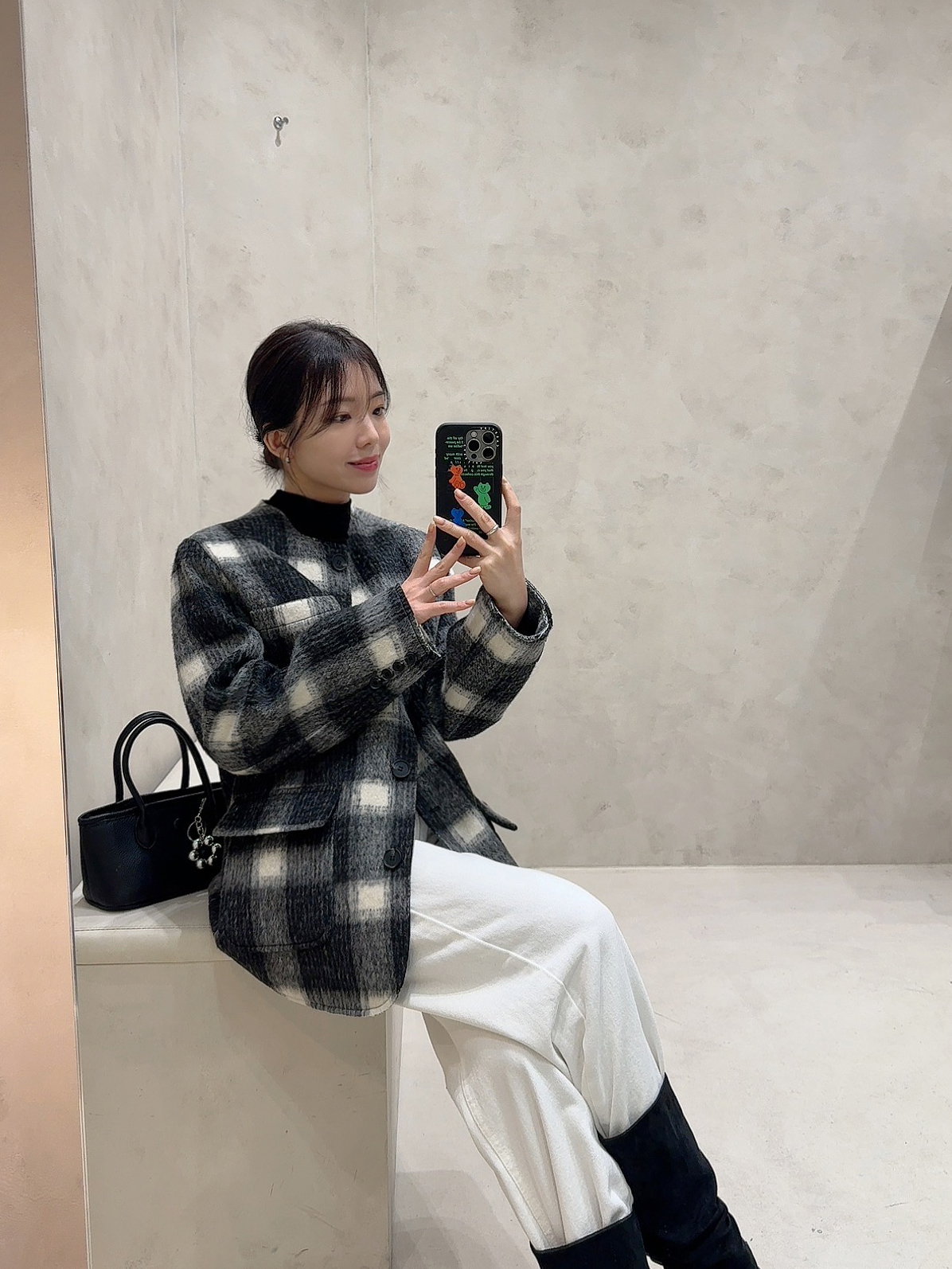 [무료배송] 노카라 체크 울 자켓 상세 이미지 12
