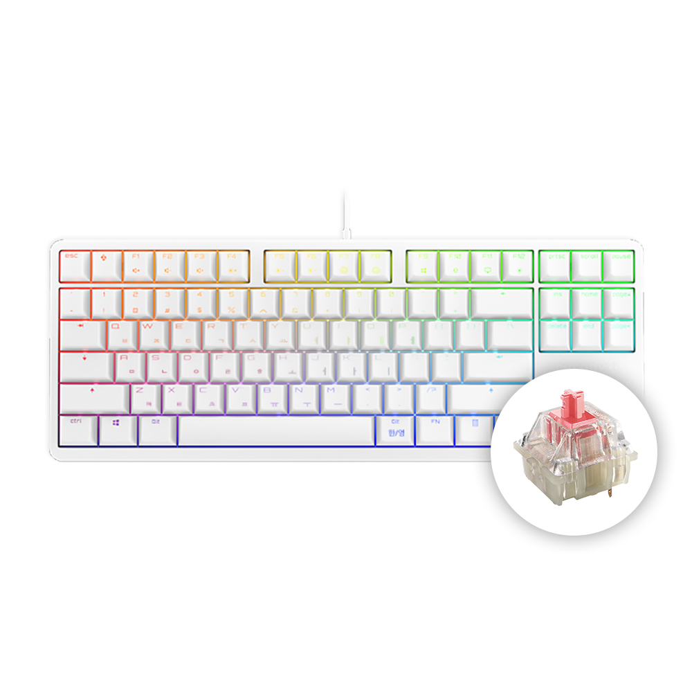 체리 키보드 G80 3000S RGB TKL 기계식 유선 게이밍 키보드 화이트, 저소음적축 - 메인 이미지