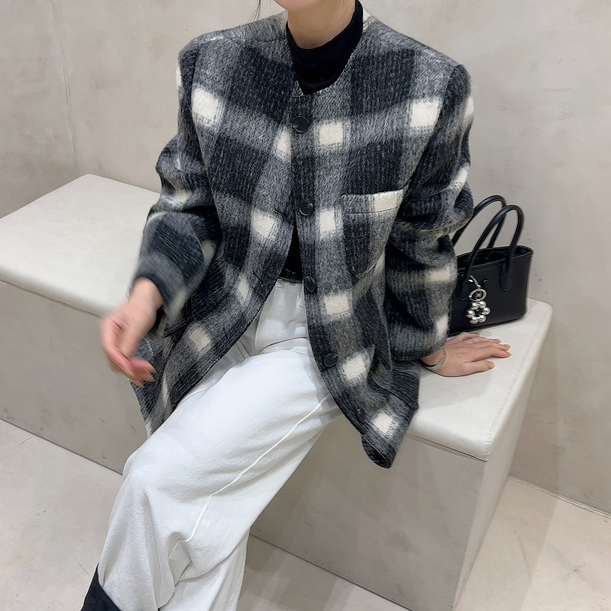 [무료배송] 노카라 체크 울 자켓 상세 이미지 8