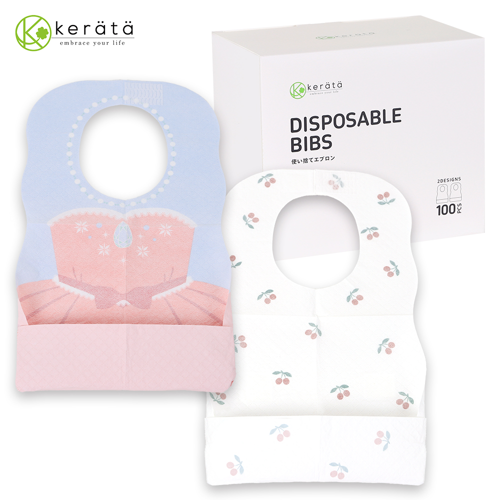 케라타 유아용 일회용 방수 턱받이 개별포장 50매+50매