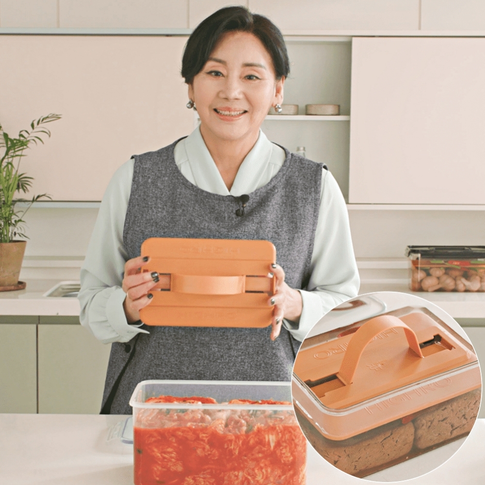 홍여진 하이로 황토 누르미 김치통 1세트 누름돌 누름판 오이지 장아찌 누름독 - 메인 이미지