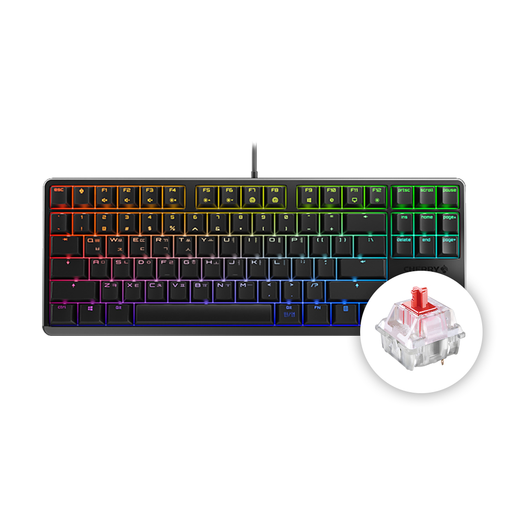 체리 키보드 G80 3000S RGB TKL 기계식 유선 게이밍 키보드 블랙, 적축 - 메인 이미지
