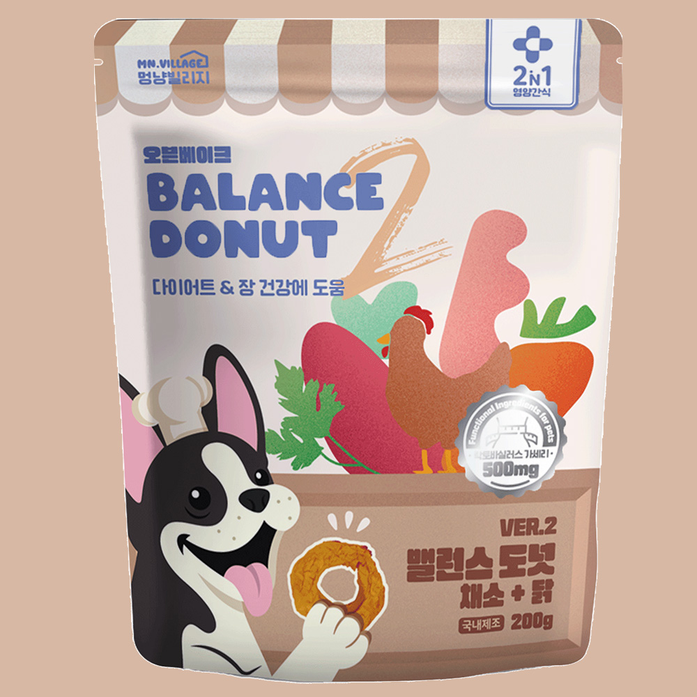 멍냥빌리지 강아지 가수분해 간식 저칼로리 밸런스도넛 고구마 단호박, 200g, 1개 이미지 6