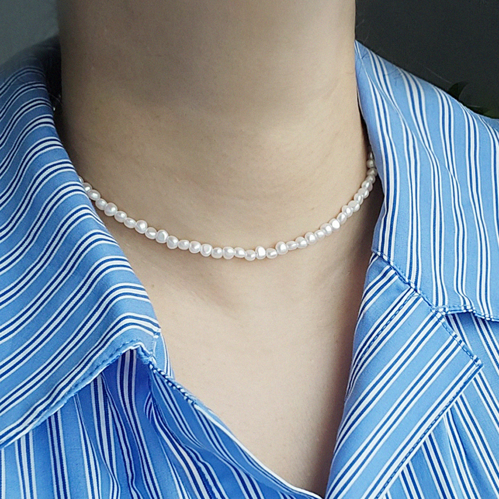 3mm 5mm 쌀알 밥풀 진주 목걸이 - 상세 이미지 5