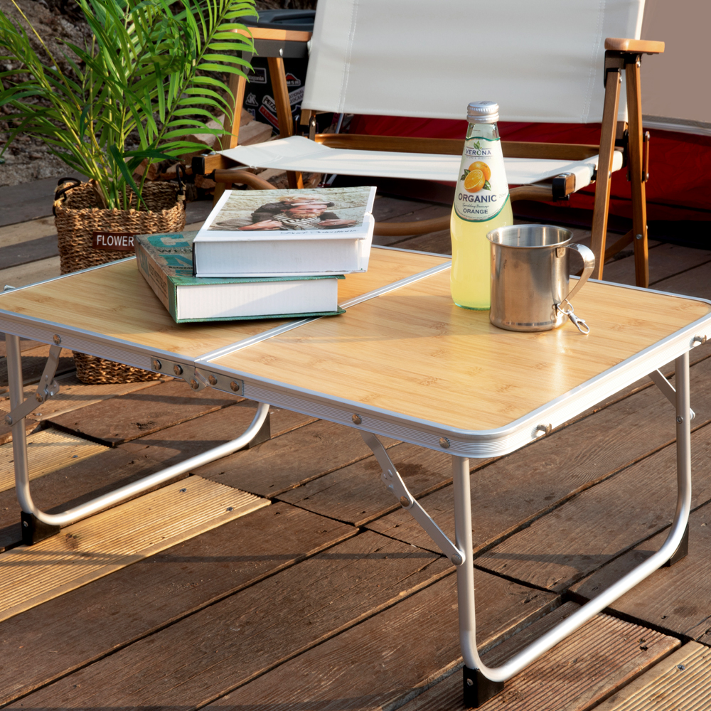 로티캠프 휴대용 원액션 접이식 피크닉 경량 좌식 미니 캠핑 테이블 우드