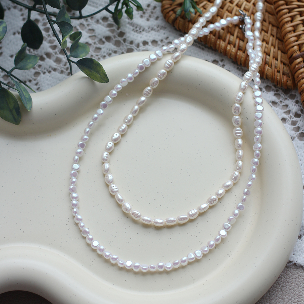 3mm 5mm 쌀알 밥풀 진주 목걸이 - 상세 이미지 2