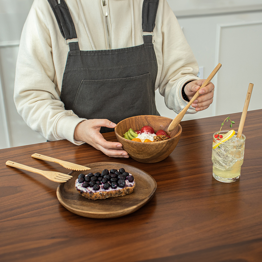 나누 대나무 수저세트 우드 커트러리 숟가락 젓가락 포크 나이프 원목 양식기