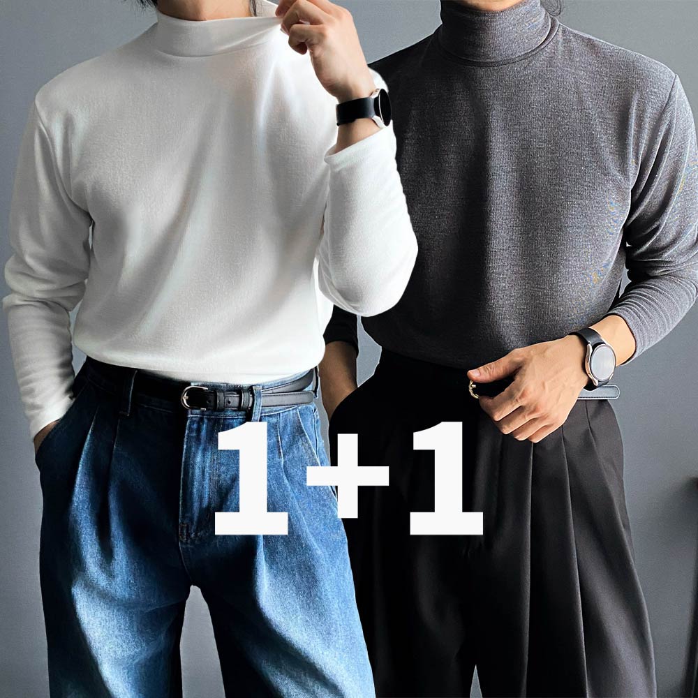 1+1 남자 반폴라 목폴라 완폴라 모크넥 반목 티 목티 - 상품 이미지