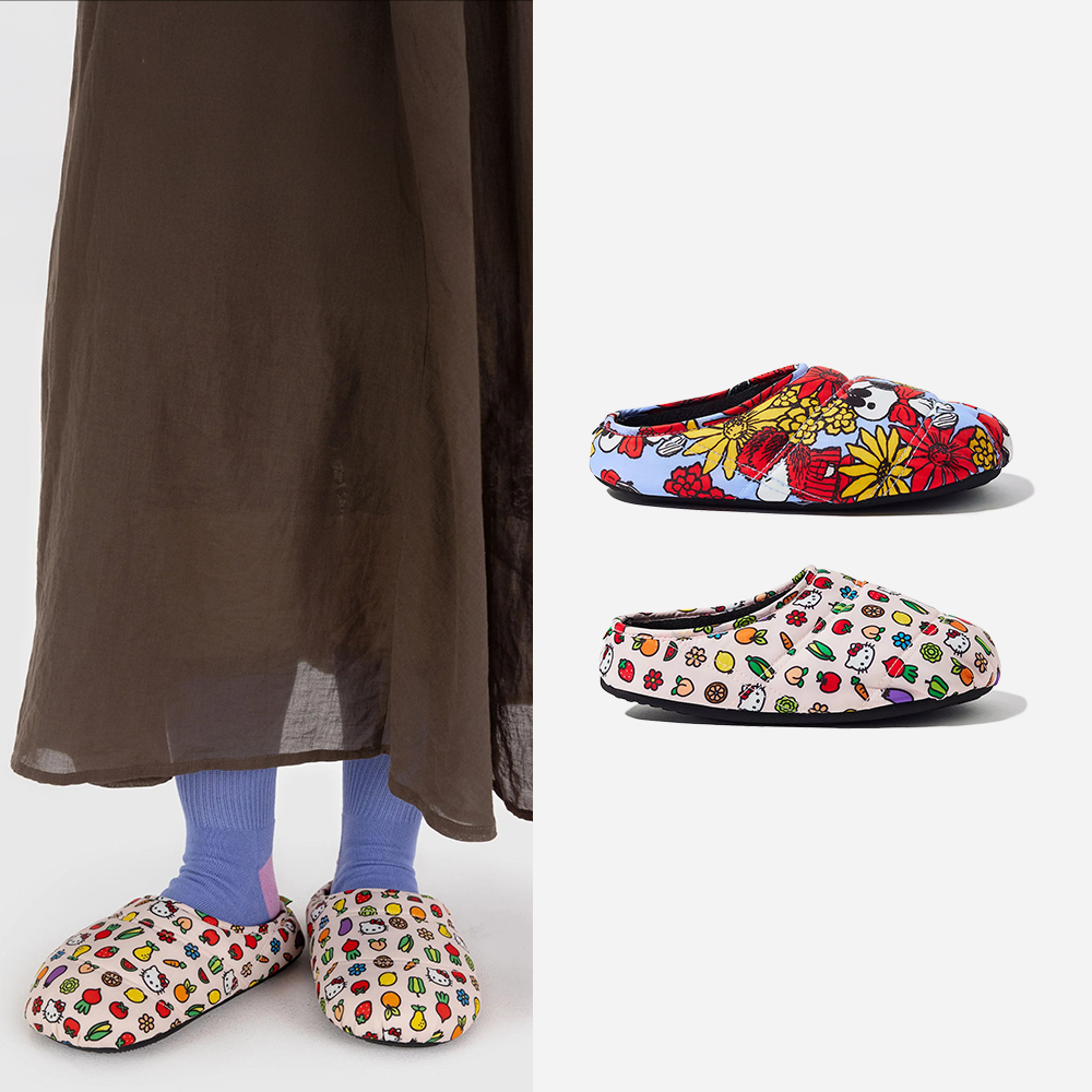 바쿠 키티 콜라보 룸슈즈 스누피 실내화 폭신한 슬리퍼