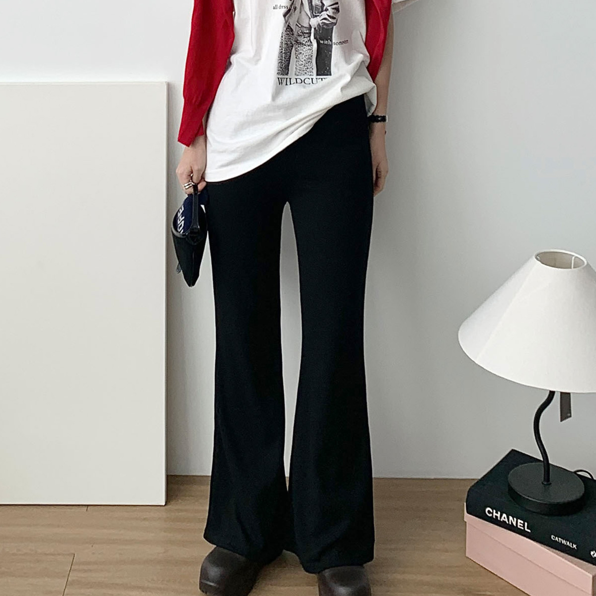 시그니처 스판 부츠컷 팬츠 기모 골지 밴딩 트레이닝 쫀쫀 레깅스 바지 웨어링무드 (2c) - 상품 이미지