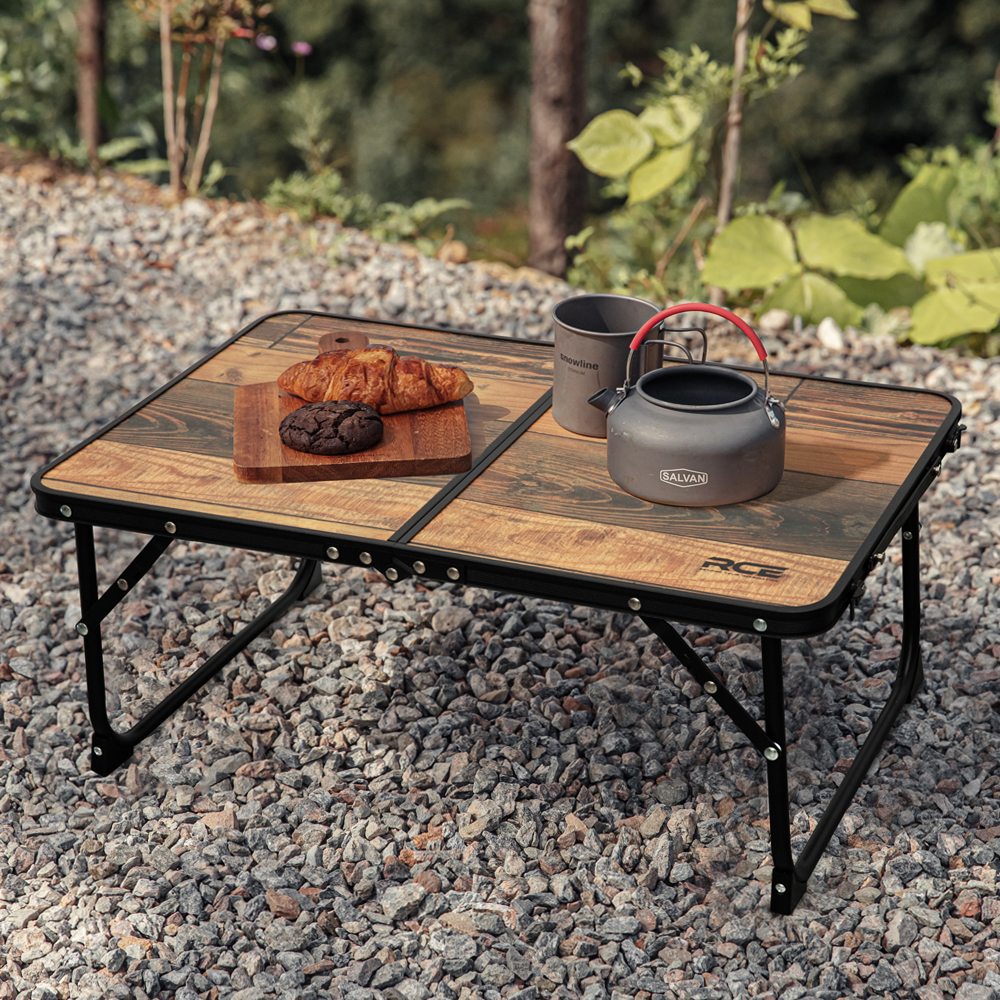 로티캠프 휴대용 원액션 접이식 피크닉 경량 좌식 미니 캠핑 테이블 우드