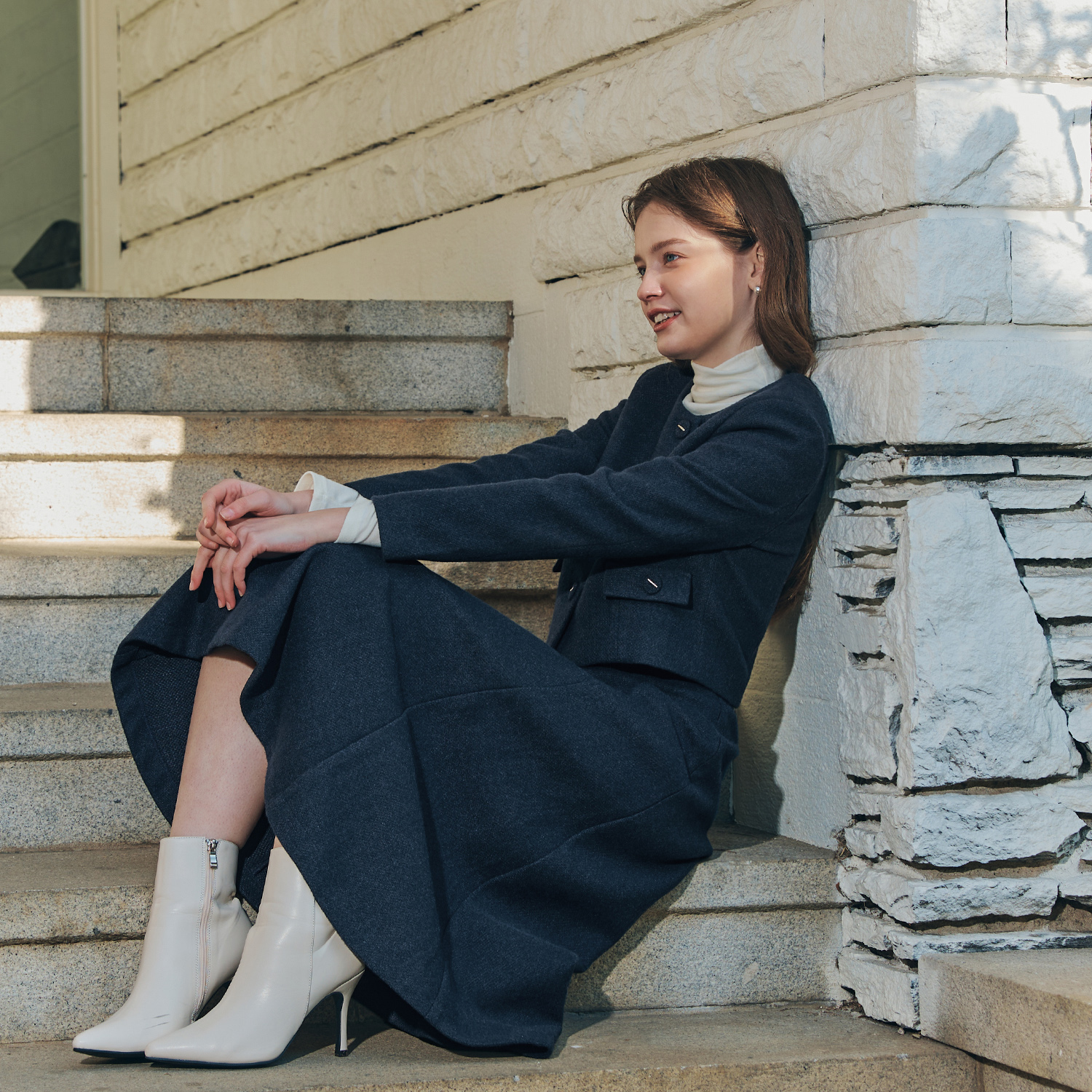 [제로스트릿][2컬러] [세트] 솔리드 트위드 자켓 & 스커트 [SET-UP] SOLID TWEED JACKET & SKIRT 이미지 4