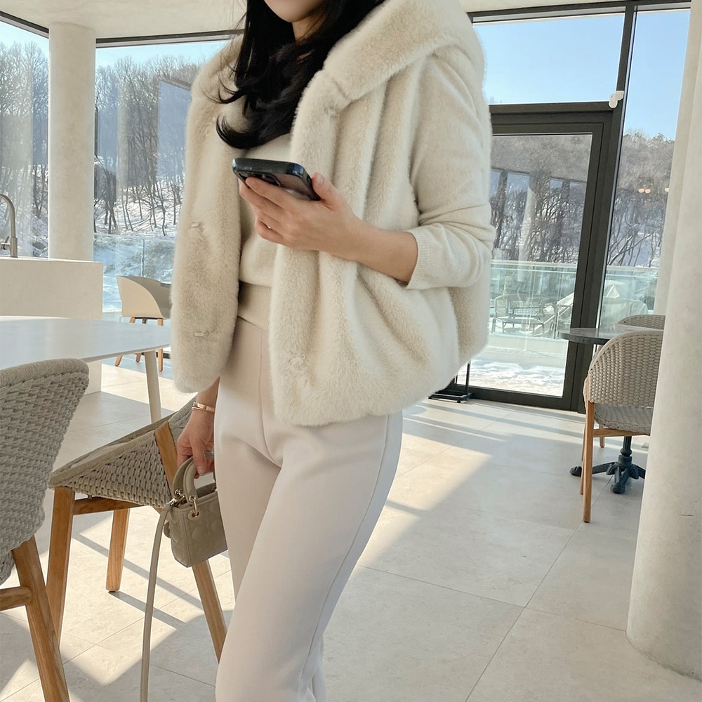 인조모피 따뜻한 루즈핏 페이크퍼 후드조끼 - 상품 이미지