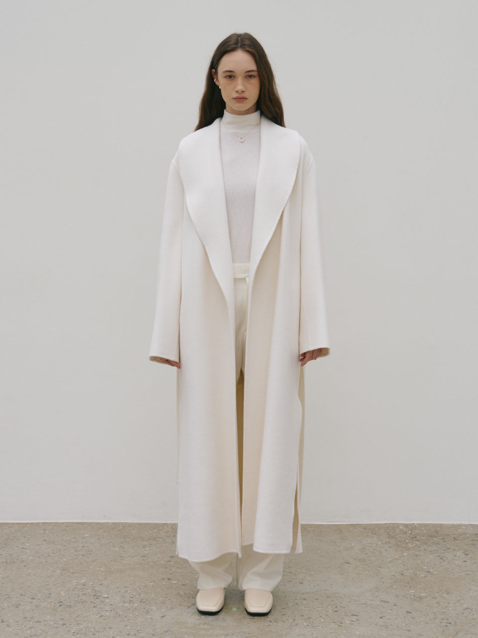 [뮤제]MUSEE_[ANGORA 20%] ANNA Angora Shawl Collar Handmade Coat_Ecru Ivory : MUSEE ESSENCE