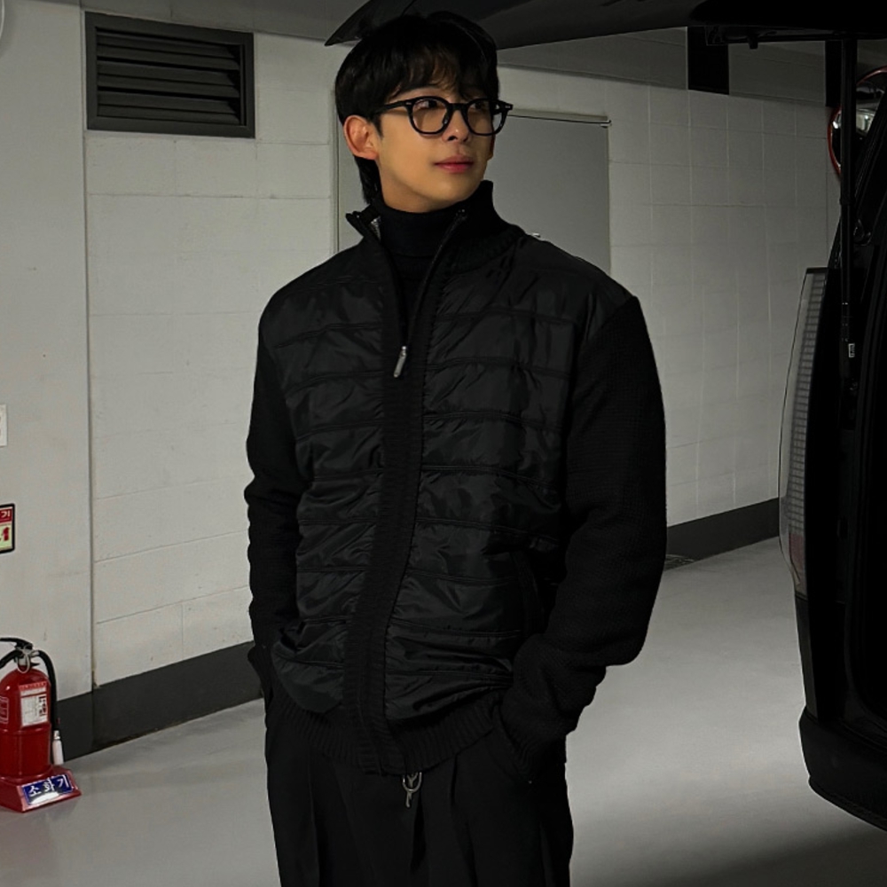 남자 스산 겨울 기모 니트 패딩 점퍼