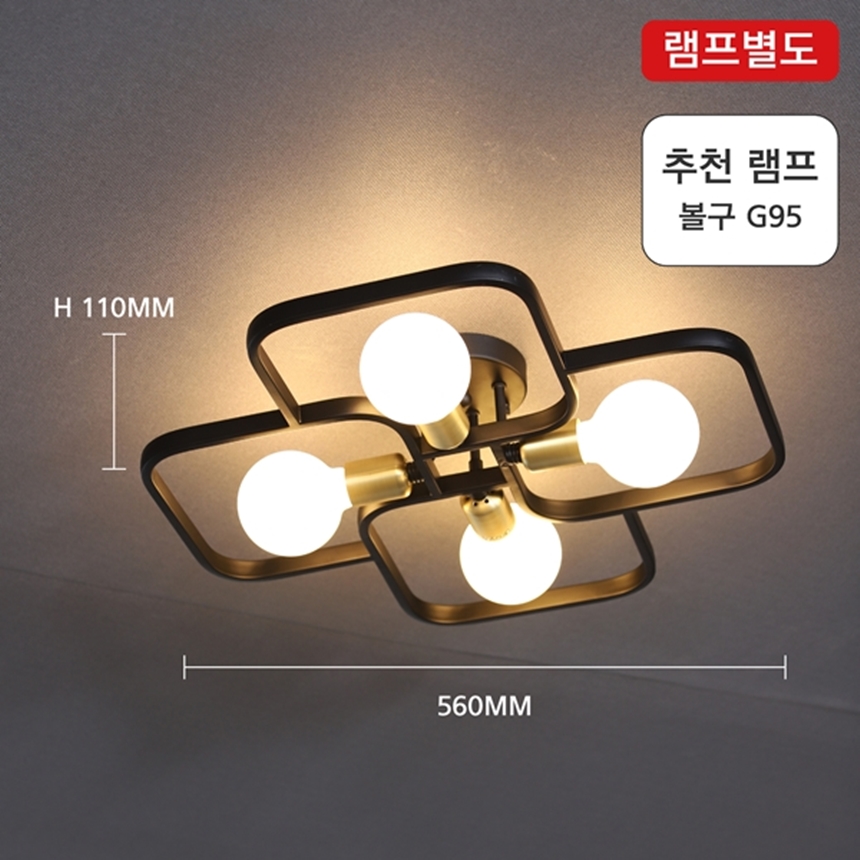 LED방등 LED전등교체 거실LED등 직부등 17809-4B 블랑비 4등 블랙 - 상세 이미지 2