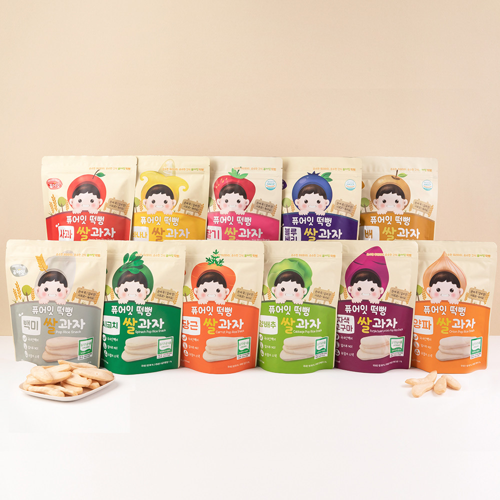퓨어잇 떡뻥 유기농 쌀과자 10가지맛 아이간식 아기과자