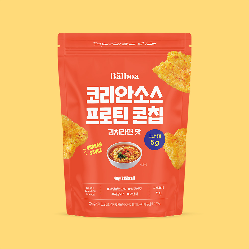 발보아 저당 프로틴 콘칩 양념치킨 김치라면 40g 2종
