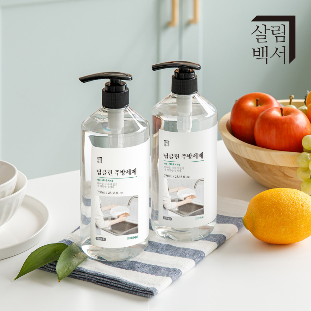 [3개입] 2+1 살림백서 딥클린 주방세제 750ml 설거지 대용량 프레쉬베리