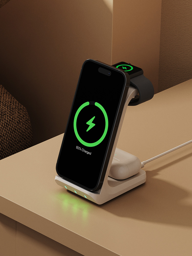 알로코리아 3in1 프로 갤럭시 아이폰 올인원 고속 무선 충전기 UC320WA